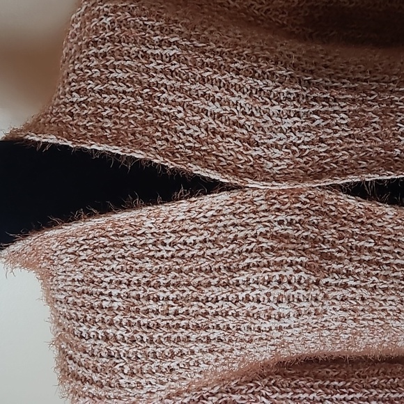 BOBEAU Brick Orange & White Eyelash Sweater Open Duster Cardigan L nwot - Picture 2 of 7